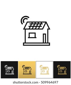 Smart home vector icon. Smart home pictograph on black, white and gold background