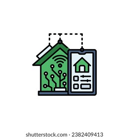 icono del vector de inicio inteligente. estilo de línea rellenado con icono inmobiliario. uso perfecto para logotipo, presentación, sitio web y más. estilo de línea de color de diseño de iconos moderno