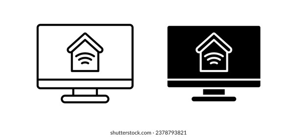 Smart home vector icon set. Сontrol home using computer symbol