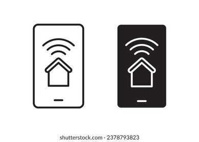 Conjunto de iconos de vector residencial inteligente. С controlar el hogar usando el símbolo del teléfono