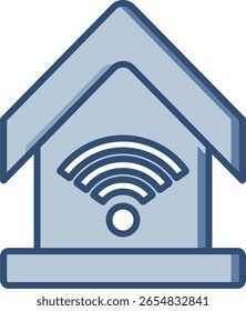 Smart Home, Vektorsymbol mit transparentem Hintergrund. Änderbares blaues Farbdesign.