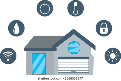 Smart home vector with mobile phone application. A detailed and modern visual representation, suitable for websites, applications and presentations of technological innovation.