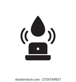 Icono de sensor de fuga de agua inteligente en el hogar Ilustración vectorial en blanco y negro para sistemas de seguridad inteligentes para la casa