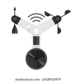 Smart home weather station. Device for tracking temperature and measuring of humidity and wind speed. Isolated vector illustration in top view