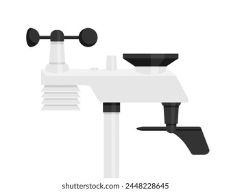 Estación de Clima casera inteligente. Dispositivo de seguimiento de la temperatura y medición de la humedad y la velocidad del viento. Ilustración aislada, vista lateral