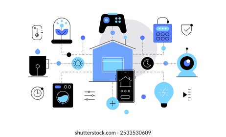 Smart home. Web banner, infographic scheme, flat illustration. Vector file.