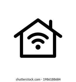 Smart home con vector de icono wifi aislado en blanco