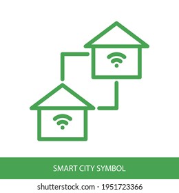 Smart Home con diseño de vector de signo wifi. Símbolo de ciudad inteligente para el diseño de tu sitio web, logotipo, aplicación, interfaz de usuario. Ilustración vectorial Eps10.