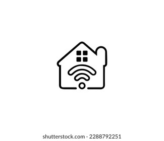 Smart Home Wifi Signal Wireless Logo Design Modern Outline Style Vector Template.
