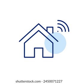 Smart home with wi-fi symbol. Connectivity and networking. Pixel perfect, editable stroke icon