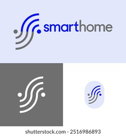 Logotipo de la letra S de las ondas de Wifi caseras elegantes. Wifi Ondas Letra S. Hogar inteligente Plantilla de iconos de Tecnología creativa.