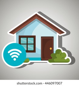 smart home with wifi zone  isolated icon design, vector illustration  graphic 