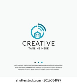 Smart home wireless connection logo icon design template vector