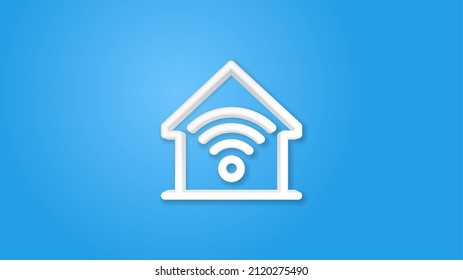 smart home, wireless technology, digital house 3d line flat icon. Realistic vector illustration. Pictogram isolated. Top view. Colorful transparent shadow design.