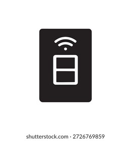 Smart home wireless wall switch icon black and white minimalist vector illustration for modern home automation system