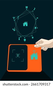 Ilustração do vetor da tecnologia de casas inteligentes 