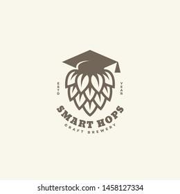 Smart hops logo design template in linear style. Vector illustration.