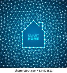 Smart house abstract triangular mesh background.