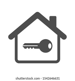 Smart house automation control system symbol with lock key. Smart home technology silhouette vector icon isolated on white background. Modern infographic icon for web, mobile apps and ui design