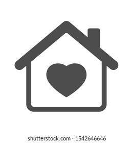 Smart house automation control system symbol with heart. Smart home technology silhouette vector icon isolated on white background. Modern infographic icon for web, mobile apps and ui design