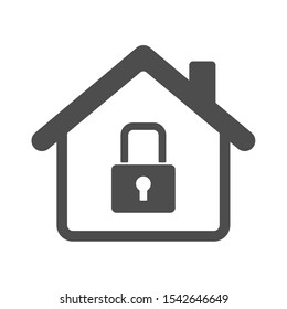 Smart house automation control system symbol with closed lock. Smart home technology silhouette vector icon isolated on white background. Modern infographic icon for web, mobile apps and ui design