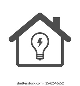 Smart house automation control system symbol with lighting bulb. Smart home technology silhouette vector icon isolated on white background. Modern infographic icon for web, mobile apps and ui design