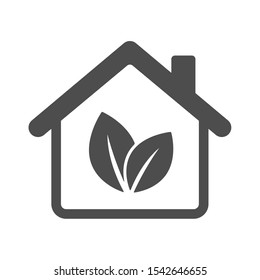 Smart house automation control system symbol with eco leaves. Smart home technology silhouette vector icon isolated on white background. Modern infographic icon for web, mobile apps and ui design