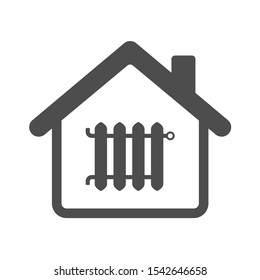 Smart house automation control system symbol with heating radiator. Smart home technology silhouette vector icon isolated on white background. Modern infographic icon for web, mobile app and ui design