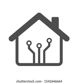 Smart house automation control system symbol. Smart home technology silhouette vector icon isolated on white background. Modern infographic icon for web, mobile apps and ui design