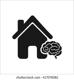 Smart house brain sign simple icon on  background