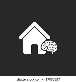 Smart house brain sign simple icon on  background