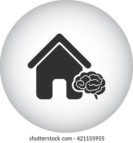 Smart house brain sign simple icon on  background