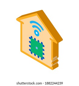 vector de icono wifi de chip de casa inteligente. señal de wifi isométrica de chip de casa inteligente. ilustración de símbolo aislado de color