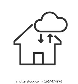smart house, cloud service , linear icon. Editable stroke