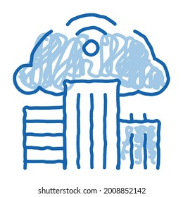 smart house cloud wifi sketch icon vector. Hand drawn blue doodle line art smart house cloud wifi sign. isolated symbol illustration
