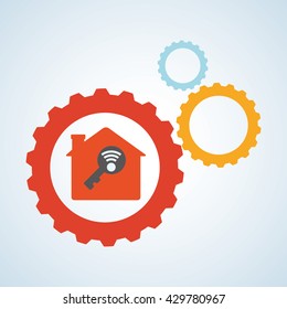 Smart house design. home icon. White background  , vector