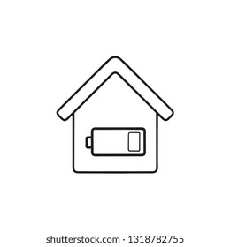 Smart house energy level battery hand drawn outline doodle icon. Smart home power monitor concept. Vector sketch illustration for print, web, mobile and infographics on white background.