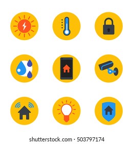Smart house flat icons on white, vector illustration