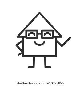 smart house, happy, eye glass, linear icon. Editable stroke