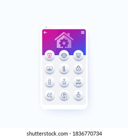 smart house and home automation app with line icons