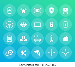 Smart house or home automation system icons set