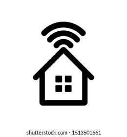 Smart House or Smart Home Icon with Wifi Signal Symbol Vector