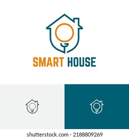 Smart House Home Light Lamp Electricity Line Logo