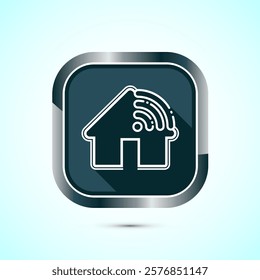 Smart house icon design illustration, Smart home technology and automation, Gray shadow button design