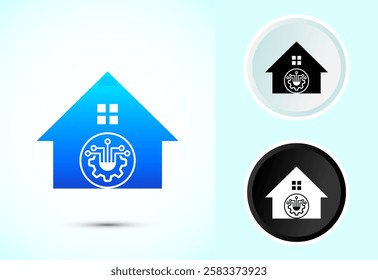 Smart house icon design illustration, Smart home technology and automation