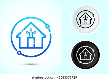 Smart house icon design illustration, Smart home technology and automation