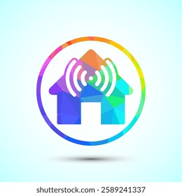Smart house icon design illustration, Smart home technology and automation, low poly style