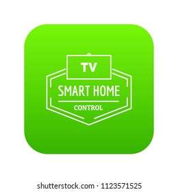 Smart house icon green vector isolated on white background