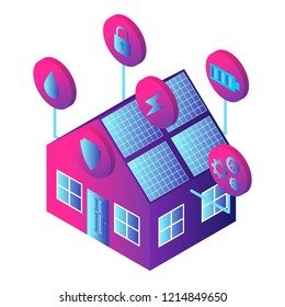 Smart house icon. Isometric of smart house vector icon for web design isolated on white background