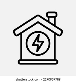 Icono de casa inteligente en estilo de línea sobre hogar inteligente, uso para presentación de aplicación móvil del sitio web